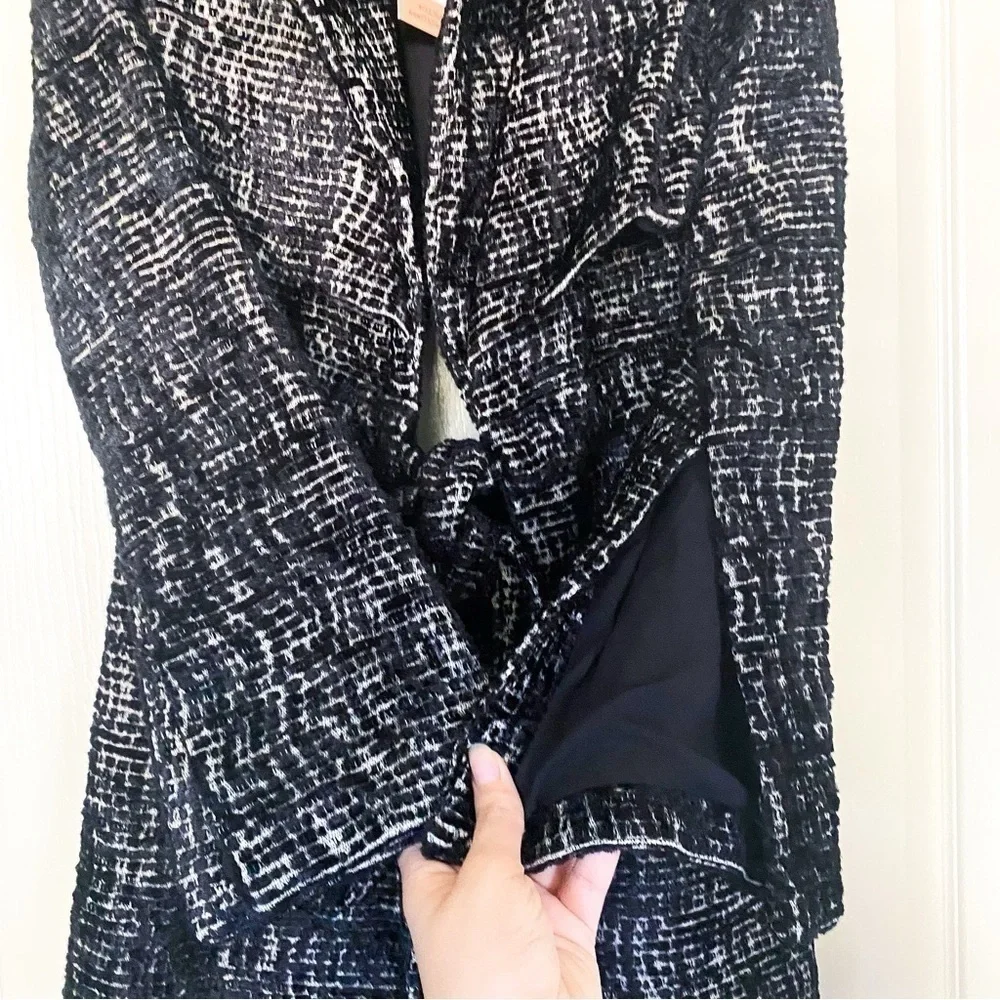 Cult Gaia Aya Matelassé Velvet Open-Back Coat Belted Long Black Size Small NWT - Picture 4 of 11